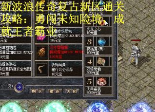 新波浪传奇复古新区通关攻略：勇闯未知险境，成就王者霸业